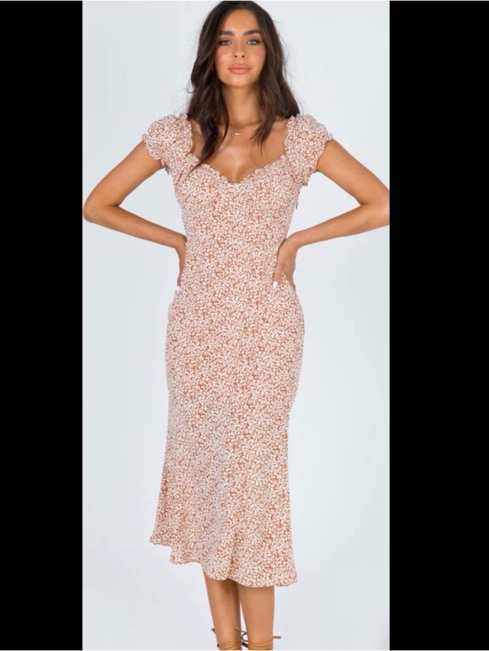 Princess Polly Just Like Heaven midi dress with zipper, Size US 6 floral